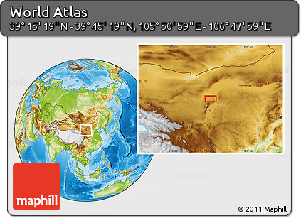 Physical Location Map of the Area around 39° 30' 19" N, 106° 19' 29" E