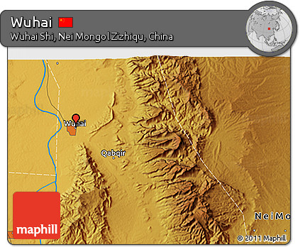 Physical 3D Map of Wuhai