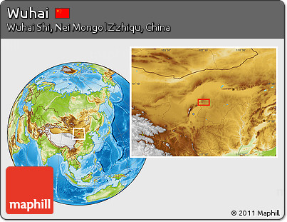 Physical Location Map of Wuhai
