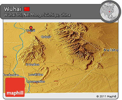 Physical Panoramic Map of Wuhai