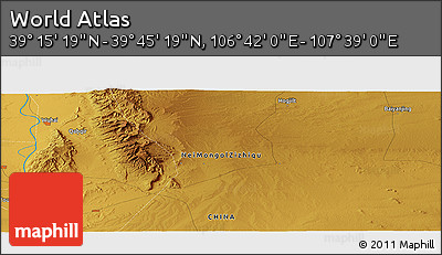 Physical Panoramic Map of the Area around 39° 30' 19" N, 107° 10' 30" E