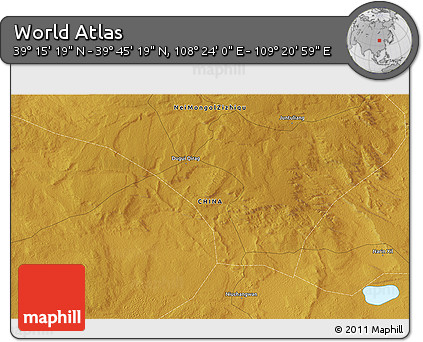 Physical 3D Map of the Area around 39° 30' 19" N, 108° 52' 30" E