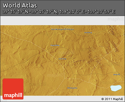 Physical 3D Map of the Area around 39° 30' 19" N, 108° 52' 30" E
