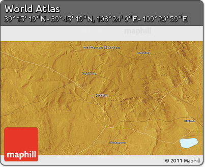 Physical 3D Map of the Area around 39° 30' 19" N, 108° 52' 30" E