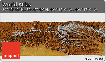 Physical Panoramic Map of the Area around 39° 30' 19" N, 108° 43' 29" W