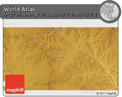 Physical 3D Map of the Area around 39° 30' 19" N, 109° 43' 29" E