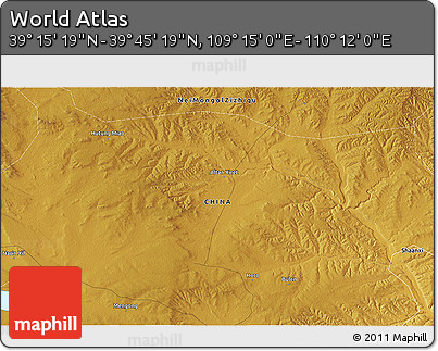Physical 3D Map of the Area around 39° 30' 19" N, 109° 43' 29" E