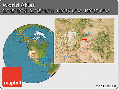 Satellite Location Map of the Area around 39° 30' 19" N, 110° 25' 30" W