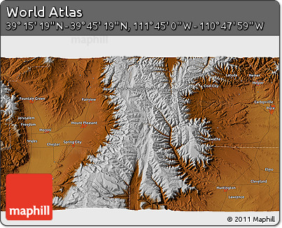 Physical 3D Map of the Area around 39° 30' 19" N, 111° 16' 30" W