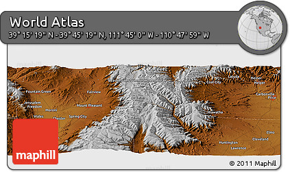 Physical Panoramic Map of the Area around 39° 30' 19" N, 111° 16' 30" W
