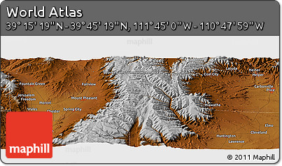 Physical Panoramic Map of the Area around 39° 30' 19" N, 111° 16' 30" W