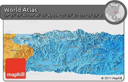 Political Panoramic Map of the Area around 39° 30' 19" N, 114° 49' 29" E