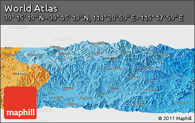 Political Panoramic Map of the Area around 39° 30' 19" N, 114° 49' 29" E