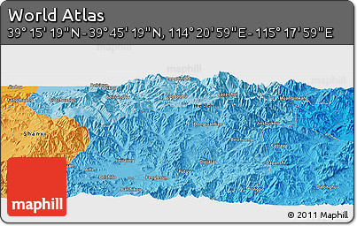 Political Panoramic Map of the Area around 39° 30' 19" N, 114° 49' 29" E