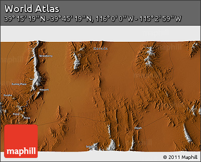 Physical 3D Map of the Area around 39° 30' 19" N, 115° 31' 30" W