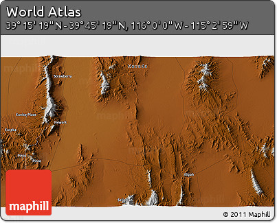 Physical 3D Map of the Area around 39° 30' 19" N, 115° 31' 30" W