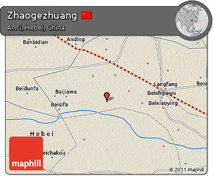 Shaded Relief 3D Map of Zhaogezhuang