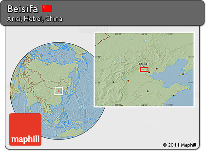 Savanna Style Location Map of Beisifa, hill shading