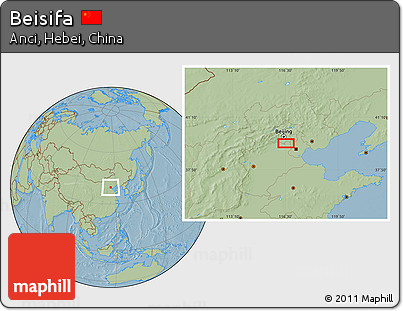 Savanna Style Location Map of Beisifa, hill shading