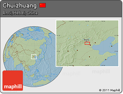 Savanna Style Location Map of Chuizhuang, hill shading