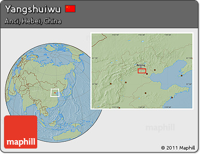 Savanna Style Location Map of Yangshuiwu, hill shading