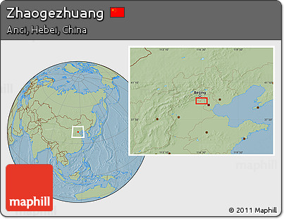 Savanna Style Location Map of Zhaogezhuang, hill shading