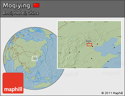 Savanna Style Location Map of Moqiying, hill shading