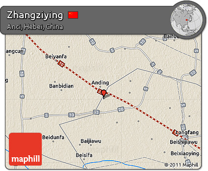 Shaded Relief Map of Zhangziying