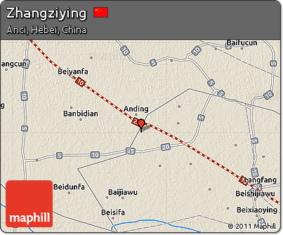 Shaded Relief Map of Zhangziying