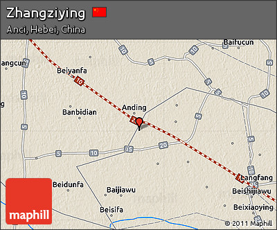Shaded Relief Map of Zhangziying