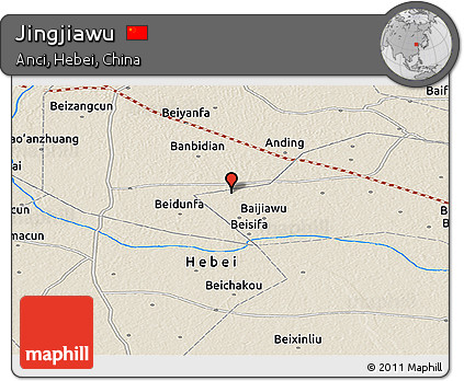 Shaded Relief Panoramic Map of Jingjiawu