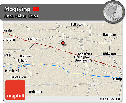 Shaded Relief Panoramic Map of Moqiying
