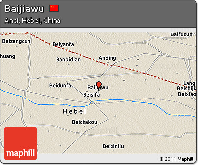 Shaded Relief Panoramic Map of Baijiawu