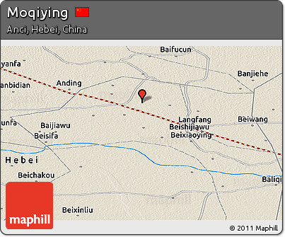 Shaded Relief Panoramic Map of Moqiying