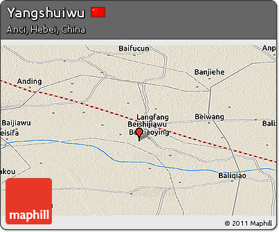 Shaded Relief Panoramic Map of Yangshuiwu