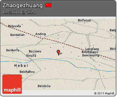 Shaded Relief Panoramic Map of Zhaogezhuang