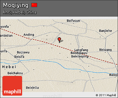 Shaded Relief Panoramic Map of Moqiying