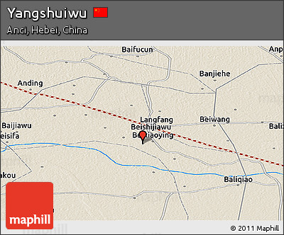 Shaded Relief Panoramic Map of Yangshuiwu