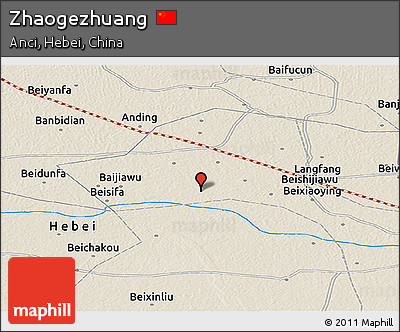 Shaded Relief Panoramic Map of Zhaogezhuang