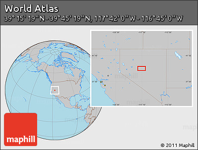 Gray Location Map of the Area around 39° 30' 19" N, 117° 13' 29" W