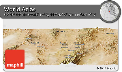 Satellite Panoramic Map of the Area around 39° 30' 19" N, 117° 13' 29" W