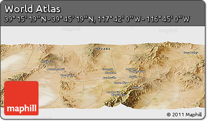 Satellite Panoramic Map of the Area around 39° 30' 19" N, 117° 13' 29" W
