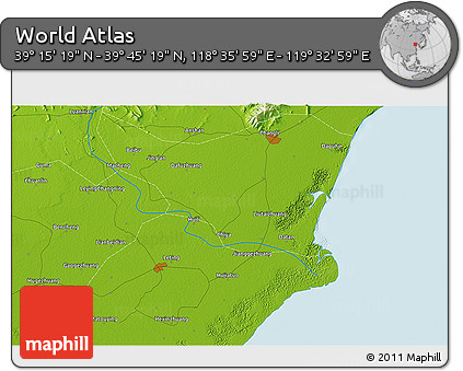 Physical 3D Map of the Area around 39° 30' 19" N, 119° 4' 29" E