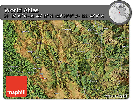 Satellite Map of the Area around 39° 30' 19" N, 123° 10' 30" W