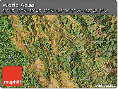 Satellite Map of the Area around 39° 30' 19" N, 123° 10' 30" W