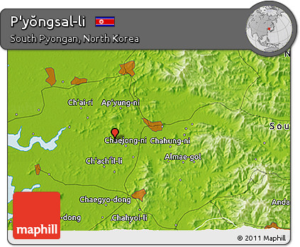 Physical 3D Map of P'yŏngsal-li