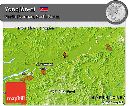 Physical 3D Map of Yongjŏn-ni