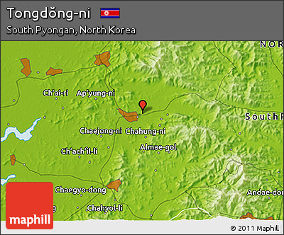 Physical 3D Map of Tongdŏng-ni