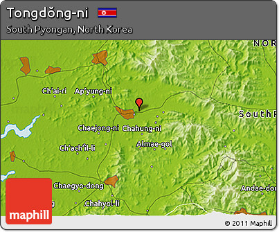 Physical 3D Map of Tongdŏng-ni