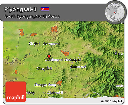 Satellite 3D Map of P'yŏngsal-li
